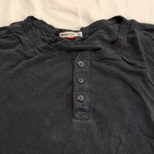 Marine Layer Short Sleeve Henley Shirt, Black, Size L